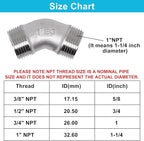 45 Degree Elbow 1PCS, 1" NPT Male X 1" NPT Male 304 Stainless Steel Pipe Fitting, Connector Coupler Apply to Outdoor/Garden/Industrial