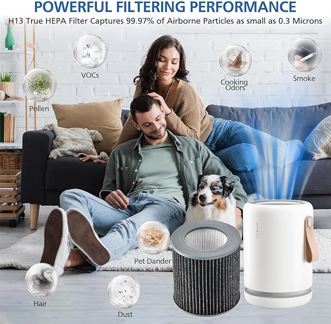 2 Pack Air Mini PECO-HEPA Replacement Filters Compatible with Molekule Tri-Power Air Mini and Air Mini+ Air Purifiers, 3-in-1 H13 True HEPA Activated Carbon Filter