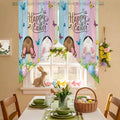 Swag Curtain Valances for Kitchen Windows,Happy Easter Rabbit Butt Egg on Daisy Leaf Short Rod Pocket Window Valance,Bufferfly on Wood Barn Swag Topper for Bedroom Living Room,2 Panels 36x36in