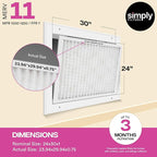 Simply 24x30x1 Air Filter, MERV 11, 12 Pack, For Home AC Furnace & HVAC (Actual Size: 23.75"x29.75"x0.75") DUST, Pet, & Allergy Control