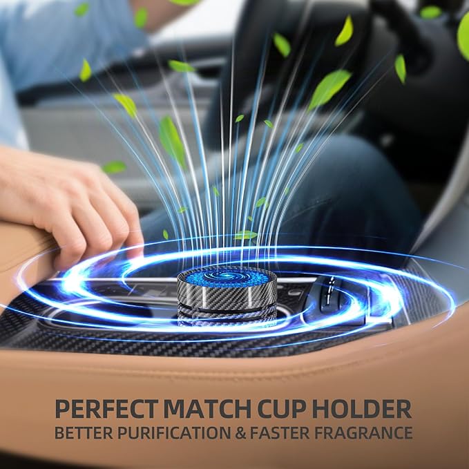 QUEENTY Car Air Purifier, Air Purifier for Car with True HEPA Filter, H13 HEPA Filter Clean Air 99.97% of Dust,Portable Car Accessories for Traveling,Vehicle Use(Carbon Fiber)