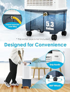 Air Choice Swamp Cooler, 1800 CFM Portable Evaporative Air Cooler, 6 Ice Box & 5.3 Gal Water Tank, 110° Auto Swing, 3 Speeds, Remote, 12H Timer, 3-in-1 Outdoor Air Cooling Fan for Bedroom Home Office