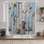 Blue Grey Wooden Living Room Curtains 84 Inch Length, Window Curtains Tab Top, Farmhouse Barn Sunflowers Retro Light Filtering Window Treatments Drapes 52"x84" 2 Panel
