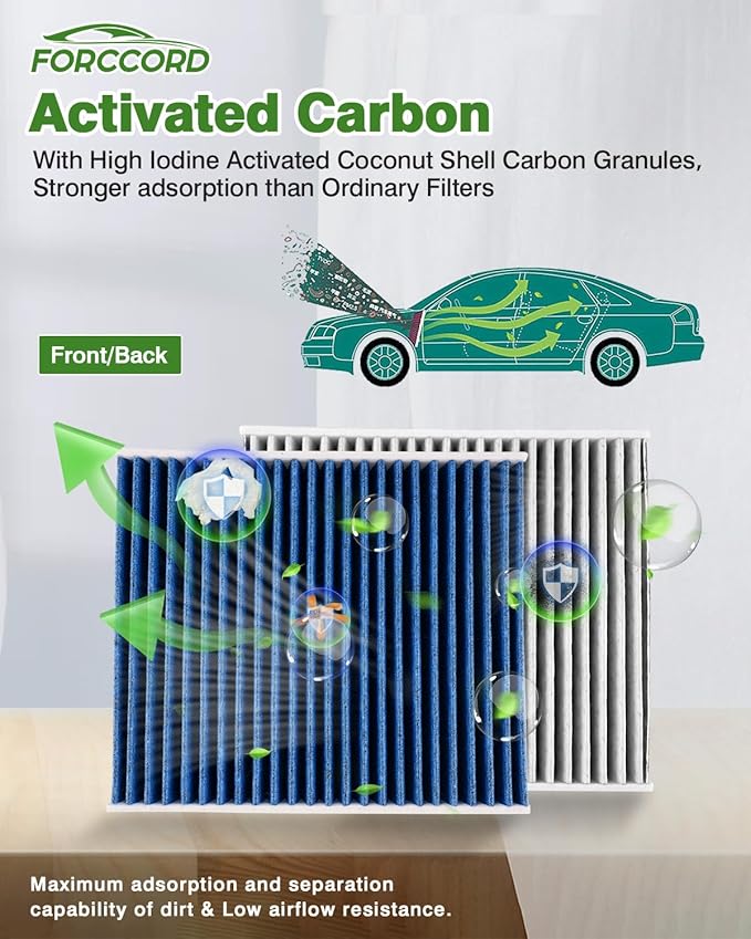 Cabin & Engine Air Filter Fits for Jeep Wrangler 2018-2026 2.0L/3.6L, Gladiator 2020-2026 3.6L Activated Carbon Cabin Filter Replacement 68301863AA 68257030AA Car Accessories