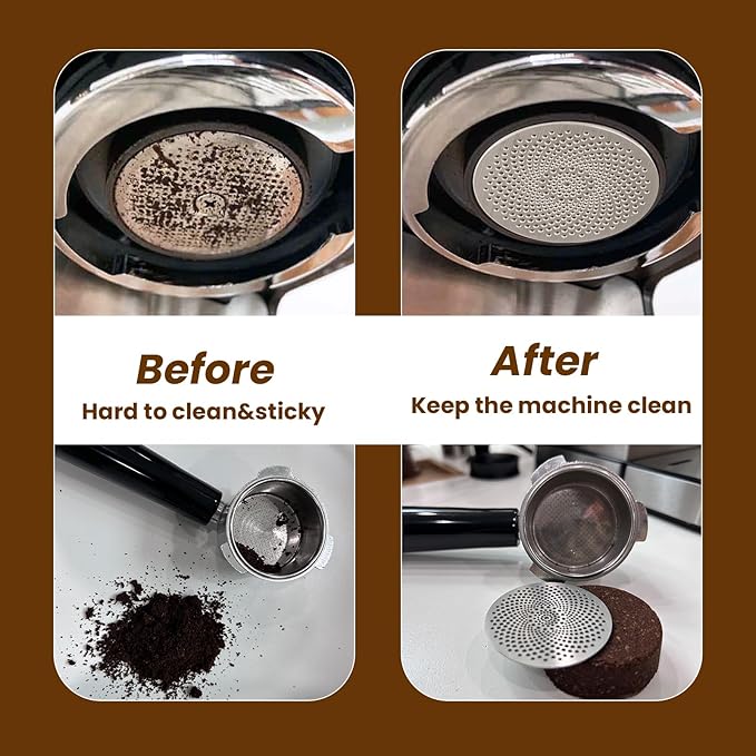 2Pack Stainless Steel Espress Puck Screen with Stand,51mm Reusable Coffee Filter, 0.8mm Thickness Metal Mesh for Portafilter Basket (51MM）
