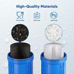 PUREPLUS 5 Micron 4.5" x 10" Whole House Water Filter Combo Kit with Sediment, KDF & Activated Carbon Block Filter, Replacement for RFC-BBSA, HD-950, WFHD13001B, WFHDC8001, FXHTC, GXWH40L,1PACK
