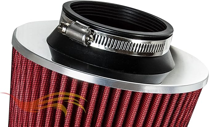 RED 3.5" 89 mm Inlet Narrow Air Cone Replacement Performance Washable Clamp-On Dry Air Filter