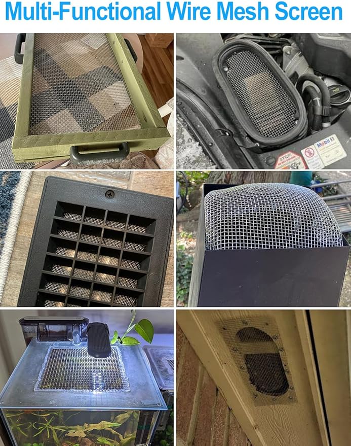 3Pack 5Mesh 10'' x 14'' Wire Mesh Screen, 304 Stainless Steel Anti-Rusted Mesh Screen, Sturdy Wire Diamaeter 0.7mm, Easy to Cut, Woven Sturdy Metal Mesh Sheets for Air Vent, DIY Project, Drainage