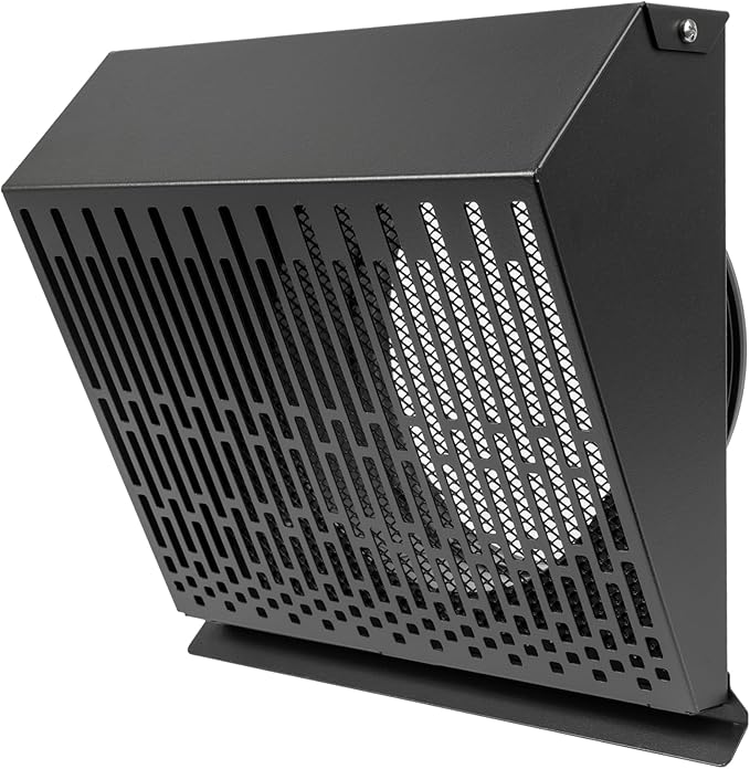 Vent Systems 6" Inch Exhaust Vent Cover with Rubber Gasket - Graphite Black Galvanized Steel - Robust Weatherproof Outdoor Air Exhaust Box - Duct or Surface Mounting - Rain and Snow Protection
