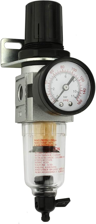 1/4" Compressed Air In Line Moisture/Water Filter Trap & Regulator Combination