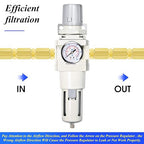 TAILONZ PNEUMATIC 3/4 Inch NPT Manual Drainage Air Filter Pressure Regulator Combo Piggyback, Air Tool Compressor Filter with Gauge AW4000-06