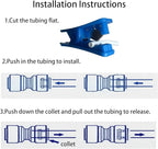 NSF 3/8" inch Water Line Tubing and Push to Connect Fittings for Reverse Osmosis Water Filter RO fittings,15 pcs connetors+30 feet 3/8" O.D. (9.5mm) water tubing.