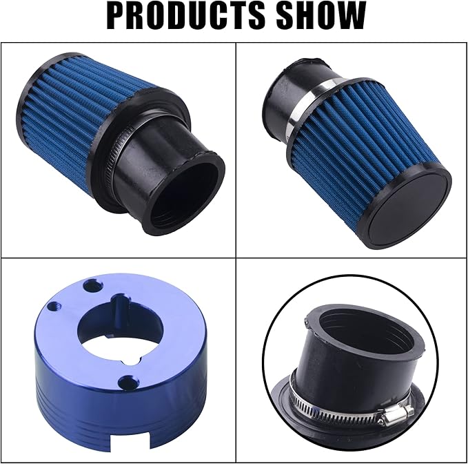 Air Filter Adapter Jet Kit for Predator 301cc 420cc 11hp 13hp 15hp GX340 GX390 389cc Stage 1 Mini Bike Parts Go Kart Golf Cart Lawnmower Water Pump Pressure Washer Generator OHV Engine (Blue)