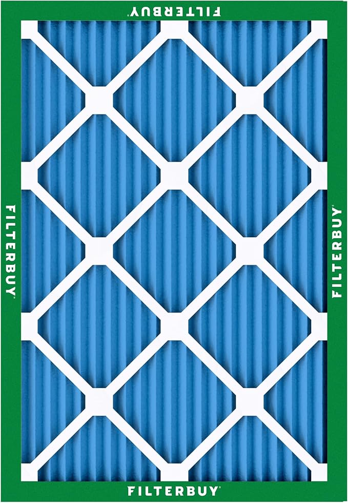 Filterbuy 24x25x1 Air Filter MERV 13 Optimal Smoke & Allergy Defense (3-Pack), Electrostatic Pleated HVAC AC Furnace Filters Replacement, Made in USA (Actual Size: 23.88 x 24.88 x 0.75)