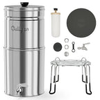 Culligan MaxClear 3 Gallon Gravity Water Filter System, Polished Stainless-Steel Countertop Water Filter NSF/ANSI Certified to Reduce Microplastics, Lead & Total PFAS, with 1 Ceramic Filter