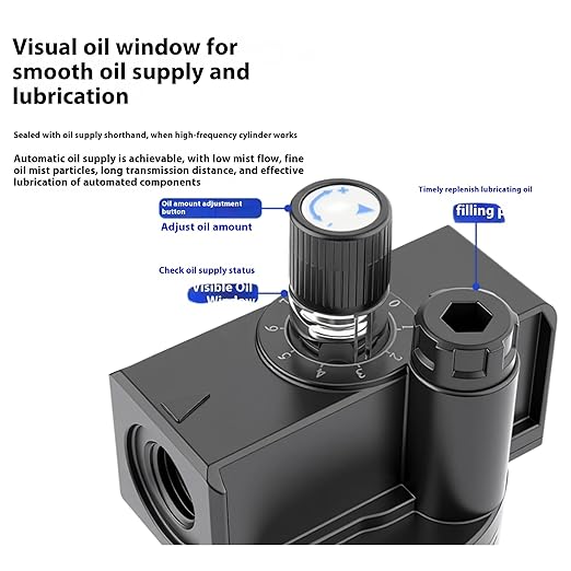 Compressed Air Line Lubricator Airtac AL2000-C 1/4'' NPT 0-145 Psi Oil for Pneumatic System Source Treatment