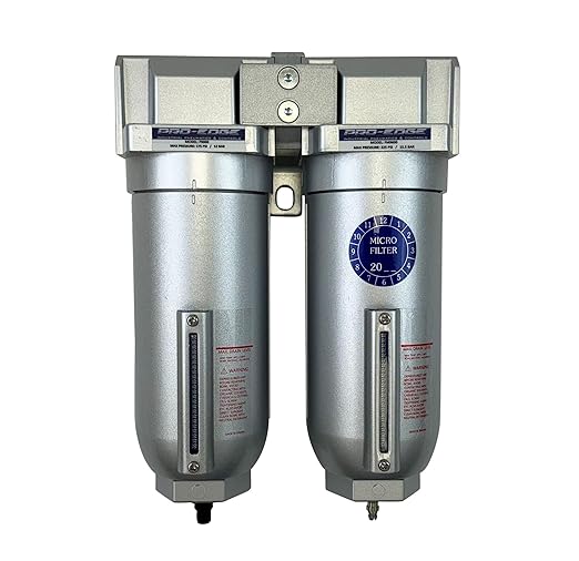 1" NPT Industrial (2-Stage) Moisture Removing Particulate Filter Water Separator and Oil, Moisture Vapor Removing Coalescing Filter for Compressed Air
