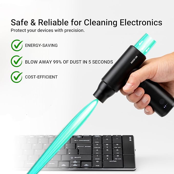 2025 Upgraded Metal Compressed Air Duster and Vacuum Cleaner 8-in1 Replaced Can Air, 110k RPM, 4000mAh, Quick Charge Cordless Jet Blower for Keyboard-Office-Home-Electronic-Inflator