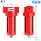 TAILONZ PNEUMATIC 0-150PSI 1/4 Inch NPT Aluminum Alloy Carbon Desiccant Air Dryer, Compressor Air Dryer, Water Vapor Separator, Polyethylene Bowl