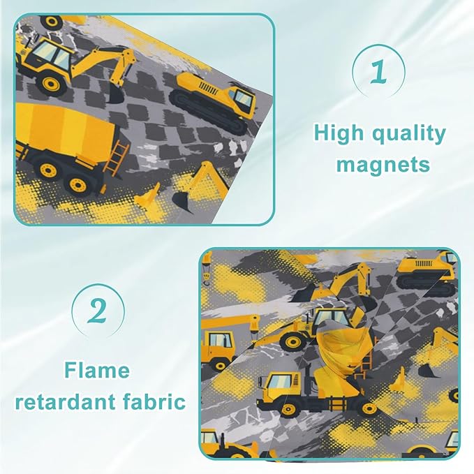 6 Pcs Fluorescent Light Covers for Ceiling Lights Yellow Construction Vehicles Excavators Cranes Trucks Gray Decorative Magnets Light Filters for Office Home Classroom Must Haves 4’ x 2’