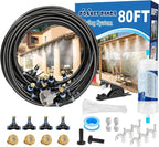 Pre-Assembled Misters for Outside Patio,80FT|24M.Outdoor Misting Cooling System w Filter, Backyard Mist Kit for Garden,Greenhouse,Deck,Umbrella,Canopy,Pool,Porch,Trampoline,ParkBBQ Party
