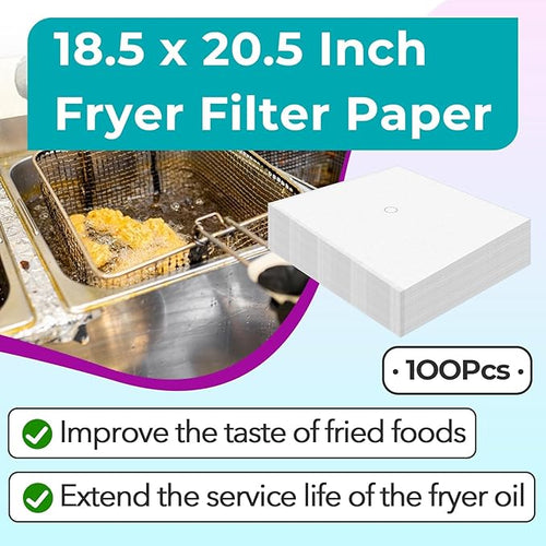 100 Pcs Fryer Filter Paper Envelope Style - 18.5x20.5" with 1.5" Hole, Compatible with Pitco PP10613 Filter for Commercial Deep Fryers (Restaurants, Food Trucks, Hotels)