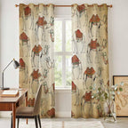 2 Panel Kitchen Cafe Curtains, Desert Sand Camel Sunlight Filtering Nature Air Through, Home Decor Window Covering Tier Curtains for Living Room 104W x 96L inch Summer Tropical Animals Vintage Beige