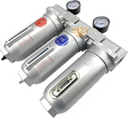 3/4" NPT SUPER DUTY Industrial Grade 3 Stages Filter Coalescing Desiccant Dryer System For Compressed Air Lines, Metal Bowls, Great For Paint Spray And Plasma Cutter (AUTO DRAIN)