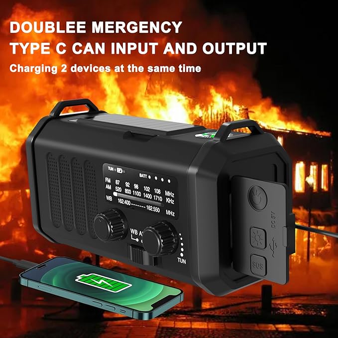 Gifts for Men Husband Dad Valentines Day, Emergency Hand Crank NOAA Weather Radio with Solar Charging 20000mAh Battery Built-in Flashlight, Reading Light & SOS Alarm for Anniversary Birthday Gifts