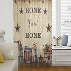 Farm Sheer Curtains 45 Inch Length American Country Barn Star Vintage Berry Brown Chiffon Curtain for Bedroom Living Room Light Filtering Rod Pocket Window Treatments Voile Curtains Drapes for Kitchen