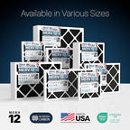 BNX TruFilter 14x14x1 MERV 12 Odor Defense (4-Pack) AC Furnace Air Filter with Activated Carbon - MADE IN USA - Pleated Air Conditioner HVAC AC Furnace Filters - Removes Odor, Mold, Bacteria, Smoke