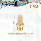 MECCANIXITY 3PCS Pneumatic Exhaust Muffler, g 1/8" Thread Male Sintered Bronze Muffler Brass Air Line Fittings for Pneumatic Tools and Industrial Machinery