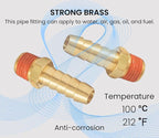 2 Pack Brass Air Hose Barb Fittings Adapter Set, 3/8 Inch Barb to 1/4 Inch NPT Male Pipe, Air Hose Repair Kit Connectors with Sealant