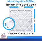 Filter King 15.25x15.25x0.5 Air Filter | 4-PACK | MERV 8 HVAC Pleated A/C Furnace Filters | MADE IN USA | Actual Size: 15.25 x 15.25 x 0.5"