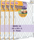 Arm & Hammer Max Allergen & Odor Reduction 14x25x1 Air and Furnace Filter, MERV 11, 4-Pack