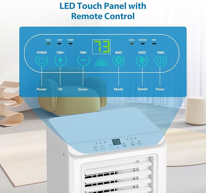 Portable Air Conditioners 10,000 BTU, Quiet Operation with Remote Control, Cools Rooms Up to 450 Sq. Ft, Portable AC Unit for Office Dorm Rooms, White