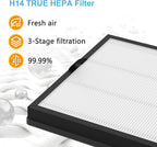 AP303 AP304 Replacement Filters, Compatible with DAYETTE ＆ FRESHDEW Air Purifier AP303/AP304, H14 HEPA Filter with Activated Carbon, 4 Pack (Original Filter)