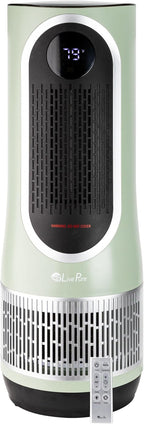 LivePure 3-in-1 LP500 Clean Heat Air Purifier & Electric Heater – Oscillating Portable Heater with 2 Heat Modes and Air Filtration – Heater for Indoor Use in Bedrooms, Home Office & Apartments, Sage