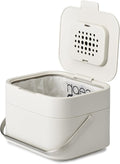 Joseph Joseph Stack Kitchen Food Intelligent Waste Compost Caddy Recycling Bin with Odor Filter, 4 Litre / 1 Gallon - Stone