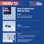 BNX TruFilter 16x16x1 Air Filter MERV 13 (6-Pack) - MADE IN USA - Electrostatic Pleated Air Conditioner HVAC AC Furnace Filters for Allergies, Pollen, Mold, Bacteria, Smoke, Allergen, MPR 1900 FPR 10