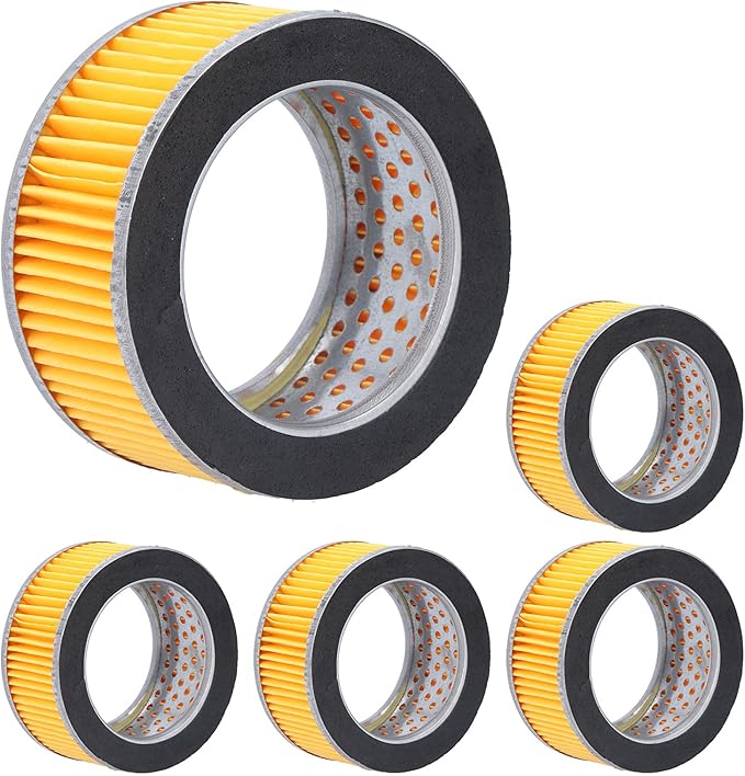 Eujgoov 5Pcs Air Compressor Intake Paper Filter Elements, 4.2x3x2in Piston Type Yellow Compressor Air Filter Replacement