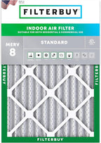 Filterbuy 10x16x2 Air Filter MERV 8 Essential Dust & Allergy Defense (1-Pack), Electrostatic Pleated HVAC AC Furnace Filters Replacement, Made in USA (Actual Size: 9.50 x 15.50 x 1.75)