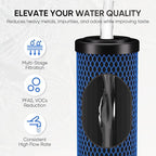 PUREPLUS 5 Micron 20" x 2.5" Whole House PFAS Removal Replacement Water Filter, Coconut Shell Activated Carbon Filter, Compatible with C1-20, EP-20, HX-CB-25-2010, F3WCB32,2PACK