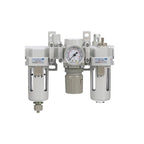 PneumaticPlus SAU300A-N03G - Dual Air System 3/8" NPT - Compressed Air Filter, Pressure Regulator & Lubricator w/Additional Free Air Port 1/4" NPT - Manual Drain, Poly Bowl