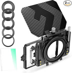 K&F CONCEPT Mini Matte Box +Black Mist 1/4 Filter Kit, DSLR Camera Matte Box with Carbon Fiber Top Flag Square Filters Trays with 67/72/77/82/95mm Adapter Rings, for 4x5.65 Square UV ND Filter
