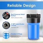 iSpring HB18B Whole House Water Filter Housing, 10" x 4.5" Universal Housing for Whole Home Water Filtration w/ 1" NPT Ports Pre-Filtration System