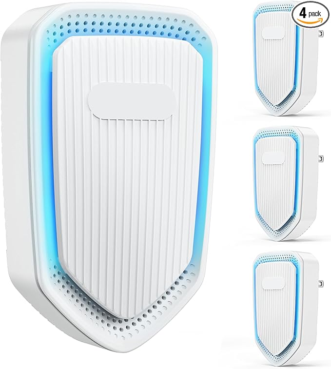 Air Ionizers Plug In Negative Ion Air Purifiers Quiet Air Freshener for Home Bedroom Office Basement - Portable Mini Air Cleaner Odor, Smoke, Dust, Pet Smell (4, White)