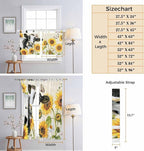Yellow Sunflowers Kitchen Curtains 24 Inch Length, Small Window Curtains Tab Top, Country Cow Flower Butterfly Farmhouse Cream Light Filtering Short Window Treatments Tier Drapes 27.5"x24" 2 Panel