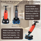 Rechargeable Floor Cleaner and Wet Dry Floor Machine, 17" Commercial Floor Scrubber, Dual-Brush Heads, Cordless Electric Floor Mop Cleaning Capacity 13000 Sqft/H, for Villa Hospital Office Gray