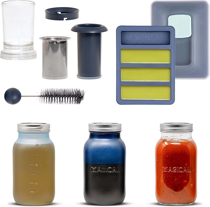 Magical Butter Infusion Bundle – Includes Filter Press, Butter Tray & 3 Mason Jars – Mess-Free, Durable Kit for Straining, Portioning & Storage